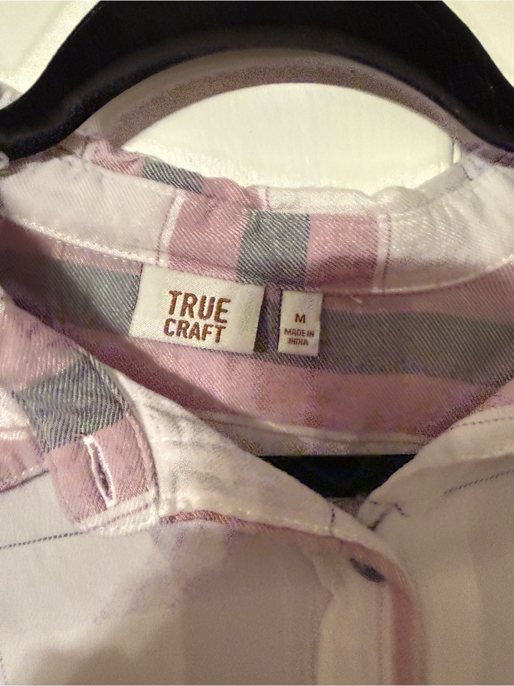 True Craft Pink and Gray Plaid Button-Up Top - Picture 2 of 6